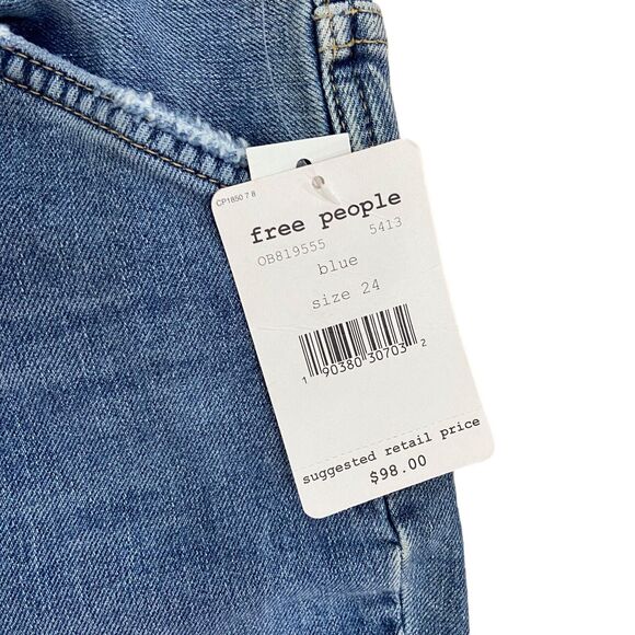 NWT Free People Dylan High Rise Button Front Cropped Blue Jeans Women’s Size 24 - Picture 9 of 13